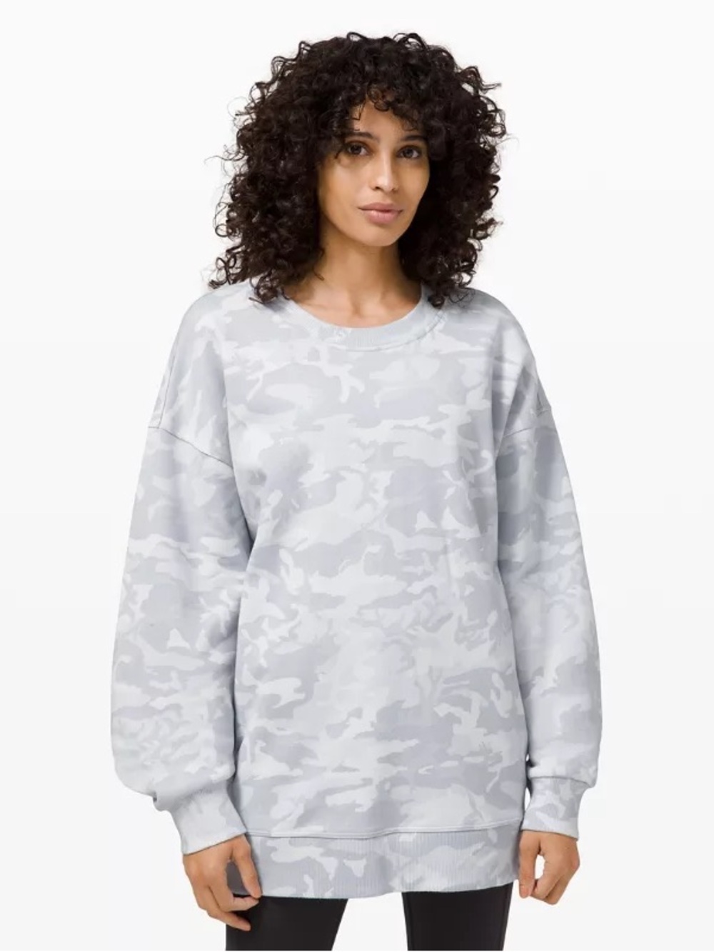 Lululemon Perfectly Oversized Crewneck Sweatshirt Gray Camo Size 10/Large